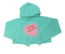 Load image into Gallery viewer, Teal &quot;ONLY FANS&quot; Crop Top Hoodie