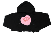 Load image into Gallery viewer, Black &quot;ONLY FANS&quot; Crop Top Hoodie