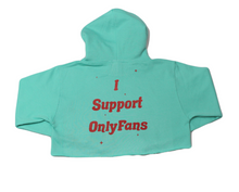 Load image into Gallery viewer, Teal &quot;ONLY FANS&quot; Crop Top Hoodie